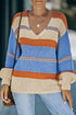 V-Neck Knitted Lantern Sleeve Pullover Sweater